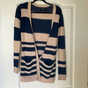 Tan and navy cardigan, Size M